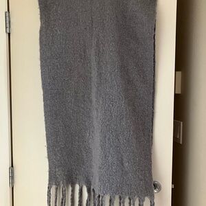 Cozy Gray Knit Scarf with Fringe
